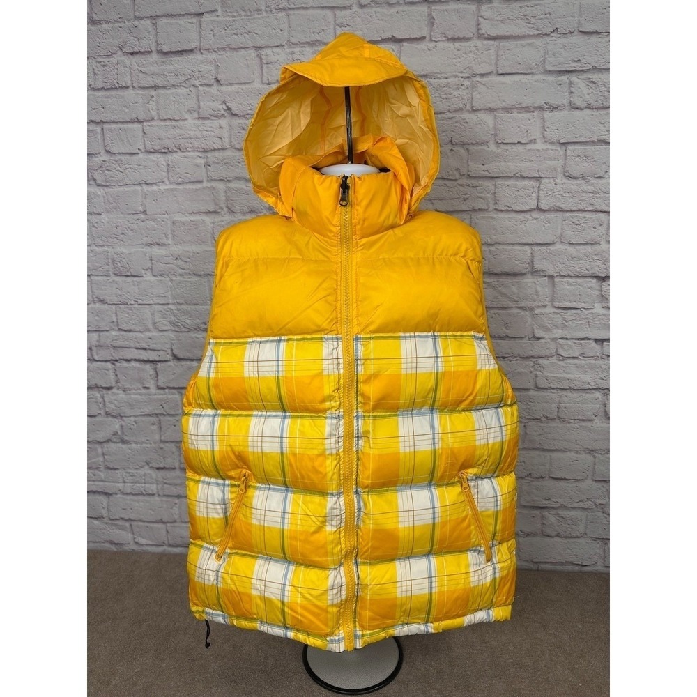 VTG Y2K Jordan Craig Yellow Plaid Reversible Puffer Vest Hooded Size 3XL NEW - Picture 6 of 13